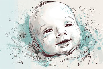 Happy smiling child. Postcard with an abstract child. Happy childhood concept for advertising.