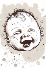 Happy smiling child. Postcard with an abstract child. Happy childhood concept for advertising.
