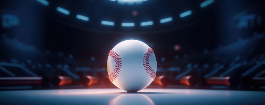 banner of baseball ball sports soccer, football , hand ball background poster in glossy futuristic design, glowing neon details mechanical digital look for cyber online gaming tournaments play