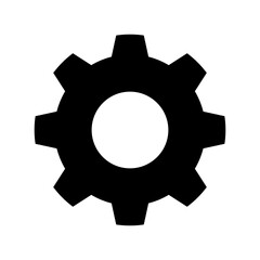 A black gear isolated on transparent background