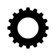 A black gear or cog wheel isolated on transparent background. Black silhouette of a sprocket