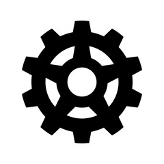A black gear isolated on transparent background