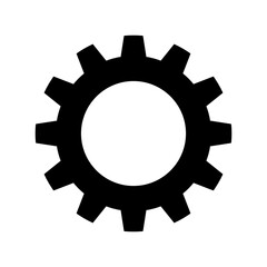 A black gear isolated on transparent background