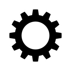 A black gear isolated on transparent background
