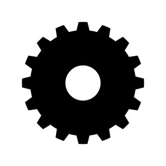 A black gear isolated on transparent background