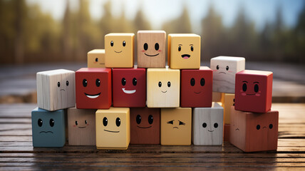 wooden blocks with smile