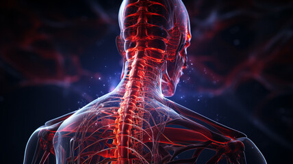 human anatomy with back - obrazy, fototapety, plakaty