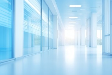 Abstract blur beautiful luxury hospital and clinic interior, blur image background of corridor in hospital