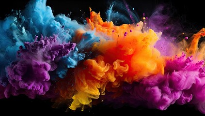 Fototapeta premium colorful powder on black Generative AI