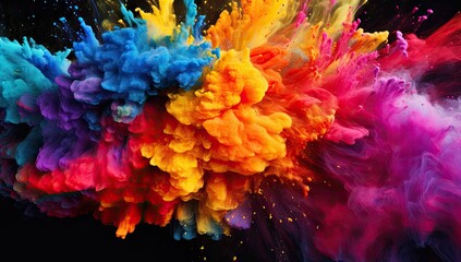 Fototapeta na wymiar colorful powder explosion on black background Generative AI