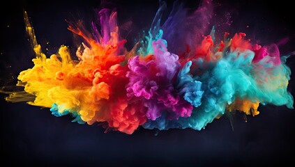 colorful powder falling on a black background Generative AI