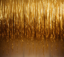Golden Christmas background with foil tinsel