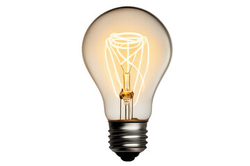 a high quality stock photograph of a Brain shaped filament light bulb. Conceptual illustration for idea, creativity, solution, innovation, invention, inspiration, imagination isolated on a white backg