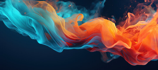 Abstract Blue and Orange Flame with Fluid Networks