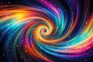 Zelfklevend Fotobehang Colorful vortex energy, cosmic spiral waves, multicolor swirls explosion. Abstract futuristic digital background © ramses