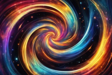 Obraz premium Colorful vortex energy, cosmic spiral waves, multicolor swirls explosion. Abstract futuristic digital background