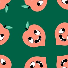 Summer fruit seamless peach pattern for wrapping paper and fabrics and linens and kids clothes print