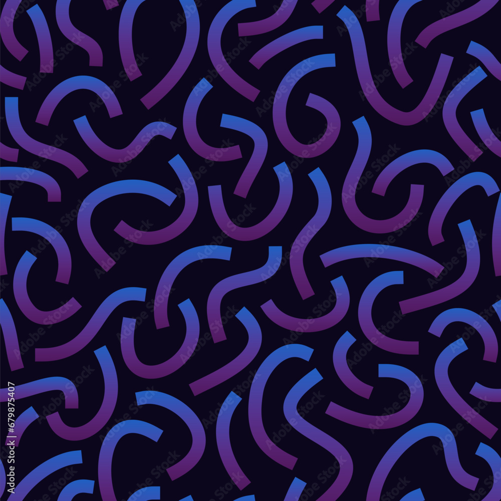 Poster purple and blue gradient curved lines isolated on white background. transparent bold squiggles.