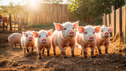 Cute little pig on the farm