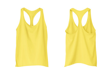 Women's Yellow Rib-Knit Racerback Cropped Tank Top