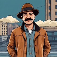 Stylish City Man Selfie Generative AI