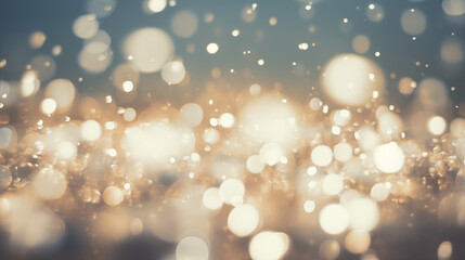 Shiny neutral colors abstract blurred bokeh lights background. Festive glitter sparkle background	