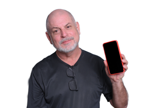 adult man using cell phone communication technology use "S3niorLife"