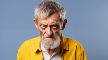 a man with a beard and mustache wearing a yellow shirt - obrazy, fototapety, plakaty