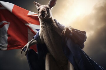 Happy Selebrating the spirit of Australia: a joyful Australia day with flags, kangaroos, and national pride in a festive and patriotic atmosphere. pride, joy, and a sense of unity.