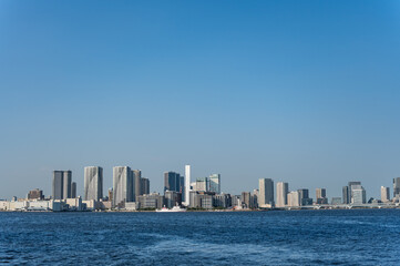 Fototapeta premium レインボーブリッジから見た晴海ふ頭と東京スカイツリー