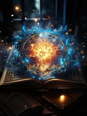 Open magical book that contains fantastic stories, Reading books and literature allows you to plunge into world of imagination, opens boundaries for fantasy, to build your own world.