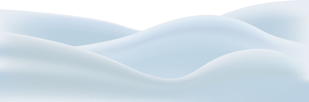 Snowdrift snow mound wavy surface close up realistic image against transparent background, illustration, png