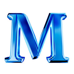 Blue symbol with bevel. letter m