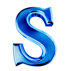 Blue symbol with bevel. letter s