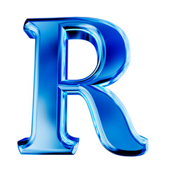Blue symbol with bevel. letter r
