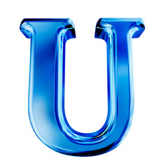 Blue symbol with bevel. letter u