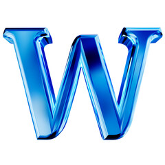 Blue symbol with bevel. letter w