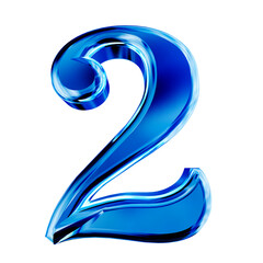 Blue symbol with bevel. number 2