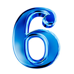 Blue symbol with bevel. number 6