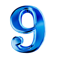 Blue symbol with bevel. number 9