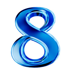 Blue symbol with bevel. number 8