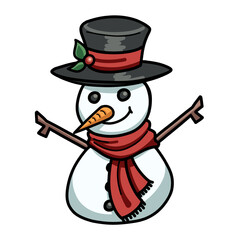 snowman, christmas, illustration, holiday, winter
