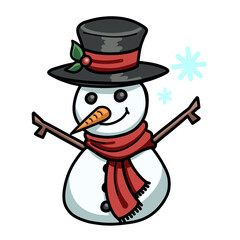 snowman, christmas, illustration, holiday, winter