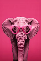 Foto op Aluminium Vibrant pink elephant against a pink background © zakiroff