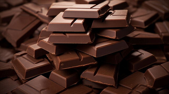 Tablette de chocolat. Morceau de chocolat pour dessert. Nourriture, d&eacute;licieux. Arri&egrave;re-plan pour conception et cr&eacute;ation graphique.	