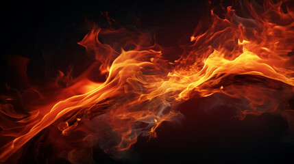 Des flammes et du feu sur un fond noir. Arrière-plan pour conception et création graphique.