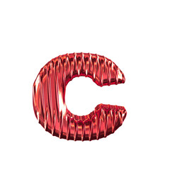 Red symbol with vertical ribs. letter c