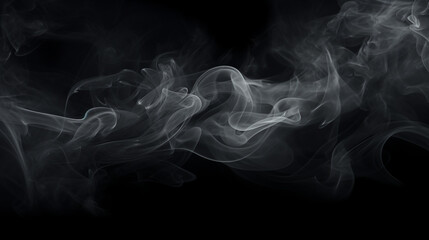 Vague de fum&eacute;e blanche sur fond noir. Effet flou, vague en mouvement. Arri&egrave;re-plan pour conception et cr&eacute;ation graphique, banni&egrave;re.