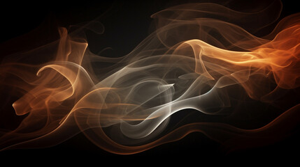 Vague de fumée orange sur fond noir. Effet flou, vague en mouvement. Arrière-plan pour conception et création graphique, bannière.