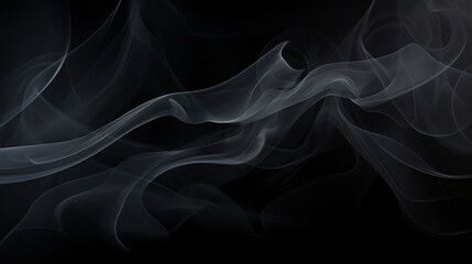 Obraz premium Vague de fumée blanche sur fond noir. Effet flou, vague en mouvement. Arrière-plan pour conception et création graphique, bannière.